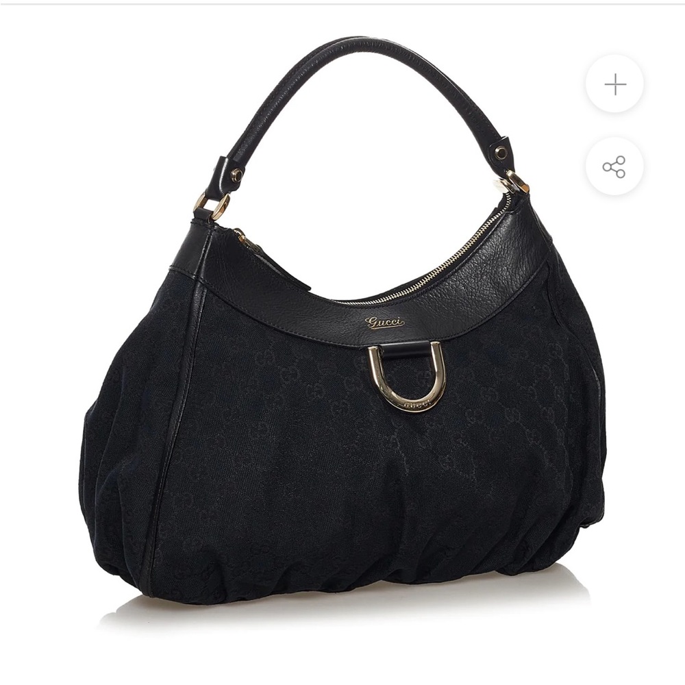 Gucci D Ring Canvas Hobo Bag Large